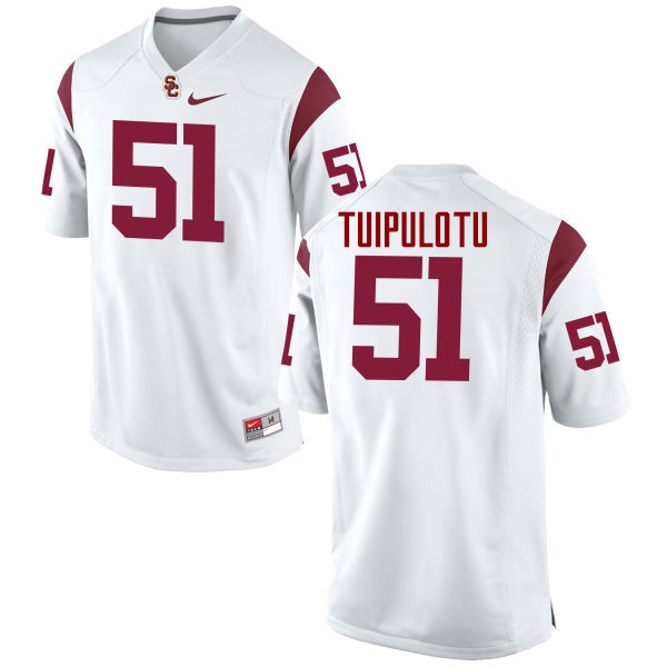 Men #51 Marlon Tuipulotu USC Trojans College Football Jerseys-White - Click Image to Close